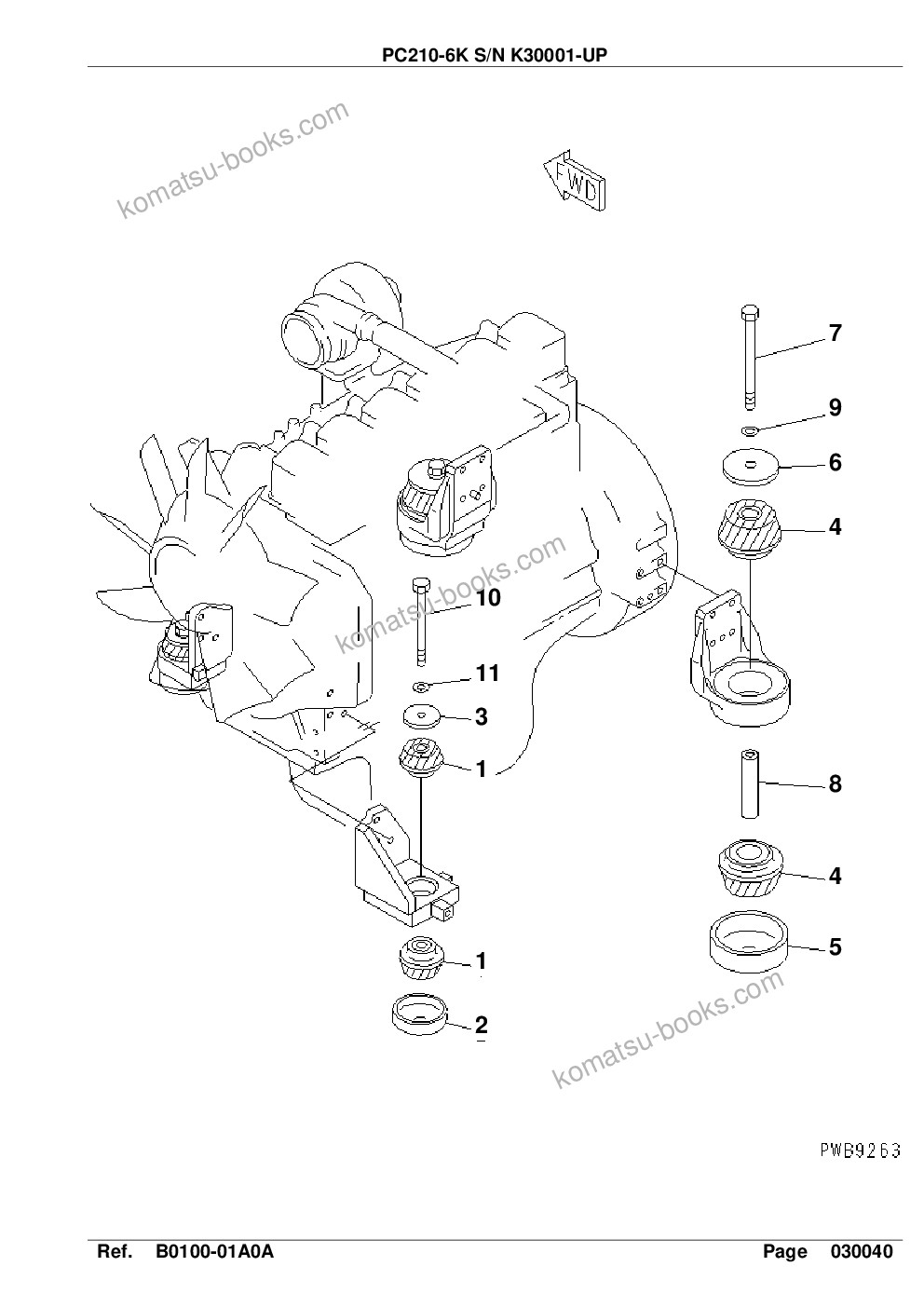 Komatsu PC210-6K S/N K30001-UP Catalogue de pièces couverture Page 9