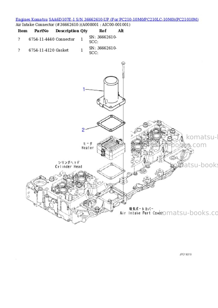 Komatsu SAA6D107E-1 S/N 36662610-UP (For PC210-10M0/PC210LC-10M0) Parts catalog cover Page 7