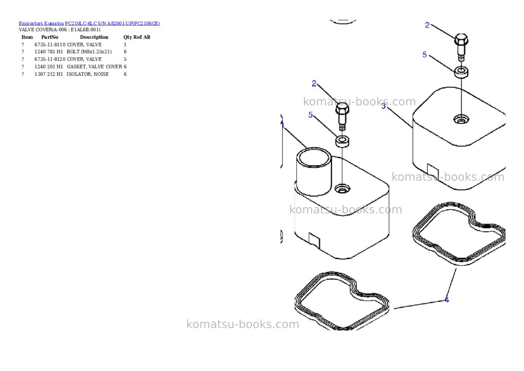 Komatsu pc210lc-6lc s/n a82001-up Parts catalog cover Page 3