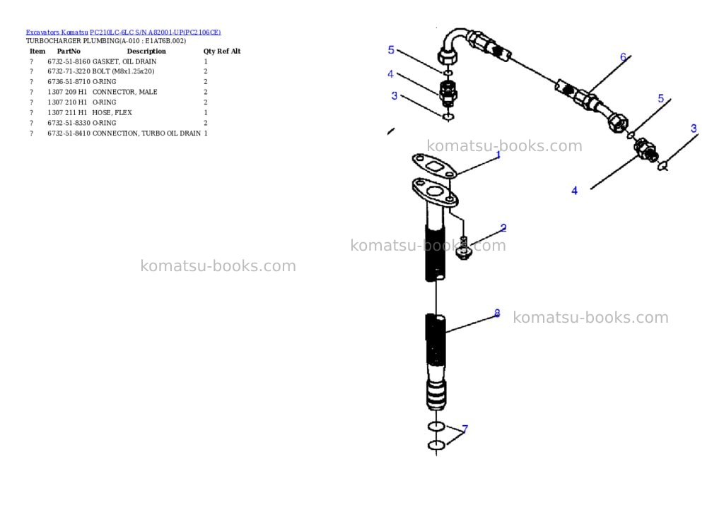 Komatsu pc210lc-6lc s/n a82001-up Parts catalog cover Page 5
