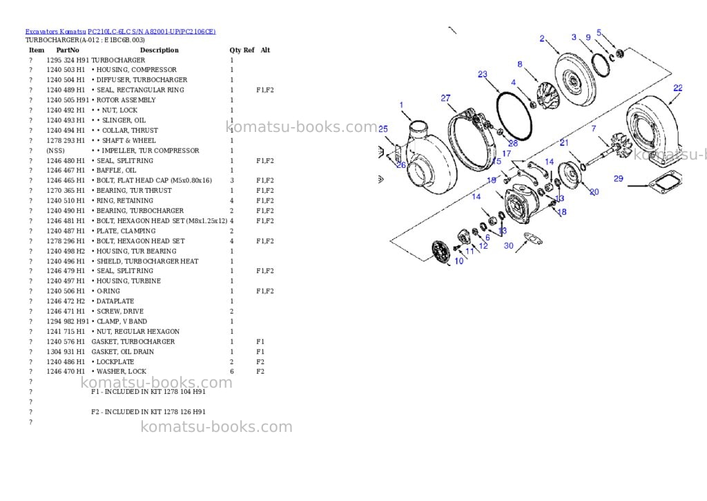 Komatsu pc210lc-6lc s/n a82001-up Parts catalog cover Page 6