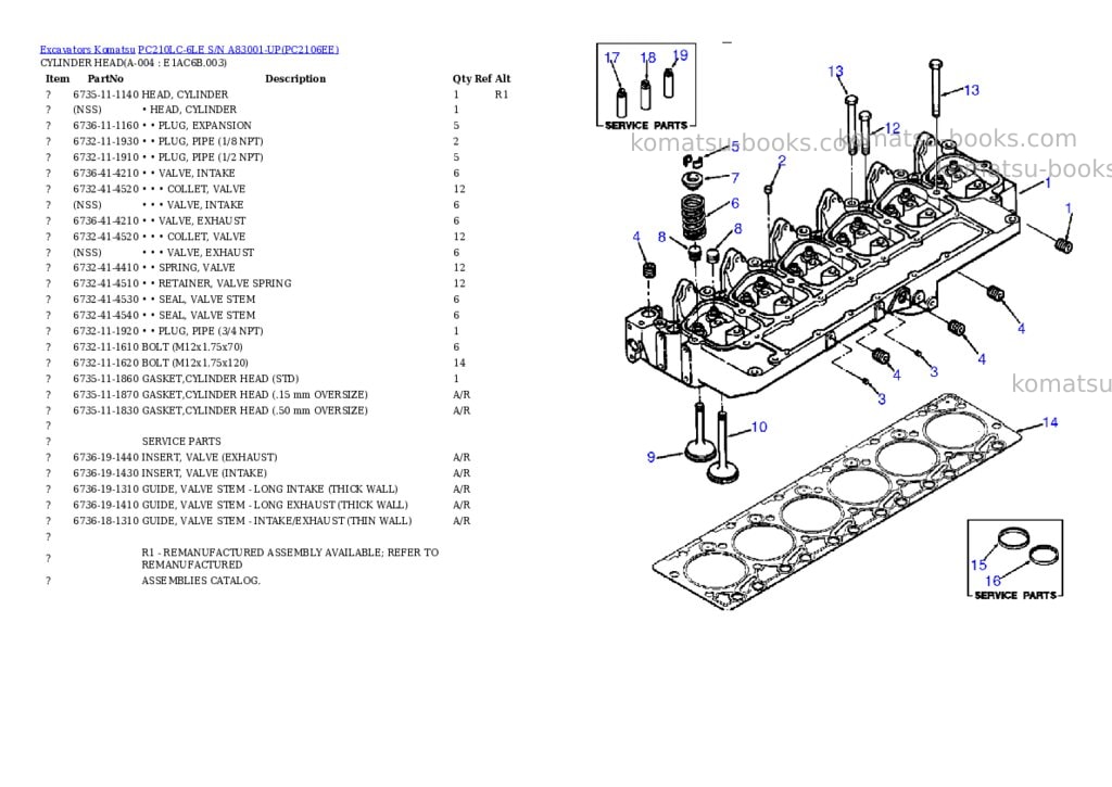 Komatsu pc210lc-6le s/n a83001-up Parts catalog cover Page 2 Komatsu pc210lc-6le s/n a83001-up Parts catalog cover Page 2