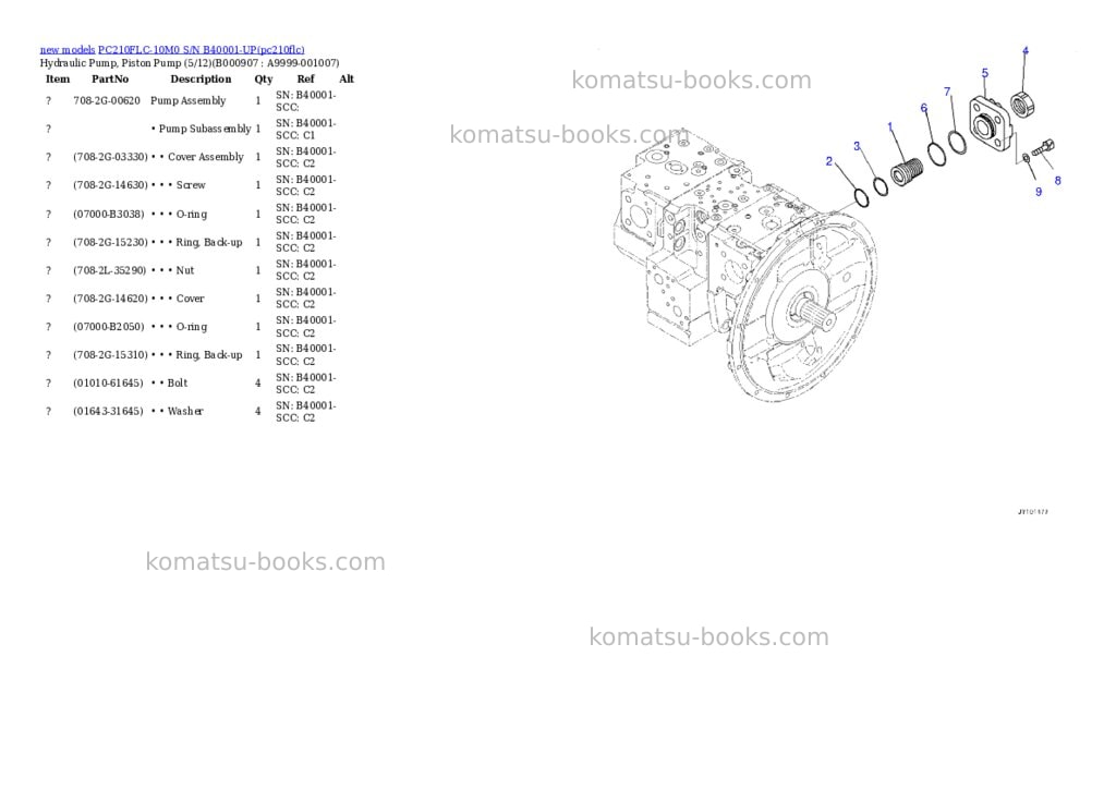 Komatsu PC210FLC-10M0 S/N B40001-UP Parts catalog cover Page 10 Komatsu PC210FLC-10M0 S/N B40001-UP Parts catalog cover Page 10