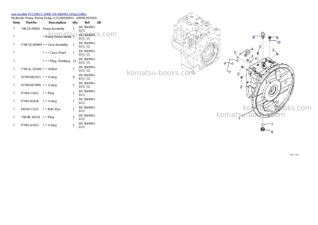 Komatsu PC210FLC-10M0 S/N B40001-UP Parts catalog cover Page 6 Komatsu PC210FLC-10M0 S/N B40001-UP Parts catalog cover Page 6