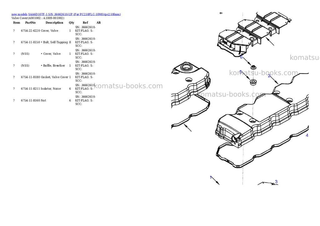 Komatsu SAA6D107F-1 S/N 36662610-UP (For PC210FLC-10M0) Parts catalog cover Page 2 Komatsu SAA6D107F-1 S/N 36662610-UP (For PC210FLC-10M0) Parts catalog cover Page 2