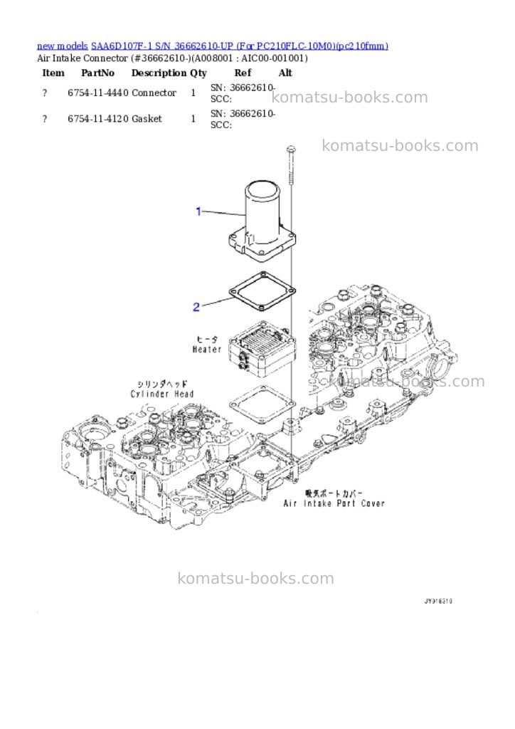 Komatsu SAA6D107F-1 S/N 36662610-UP (For PC210FLC-10M0) Parts catalog cover Page 4 Komatsu SAA6D107F-1 S/N 36662610-UP (For PC210FLC-10M0) Parts catalog cover Page 4