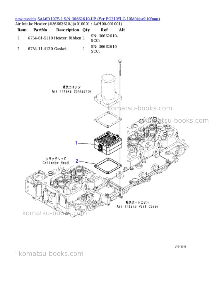 Komatsu SAA6D107F-1 S/N 36662610-UP (For PC210FLC-10M0) Parts catalog cover Page 5 Komatsu SAA6D107F-1 S/N 36662610-UP (For PC210FLC-10M0) Parts catalog cover Page 5
