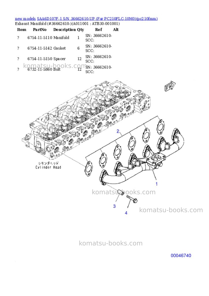 Komatsu SAA6D107F-1 S/N 36662610-UP (For PC210FLC-10M0) Parts catalog cover Page 6 Komatsu SAA6D107F-1 S/N 36662610-UP (For PC210FLC-10M0) Parts catalog cover Page 6