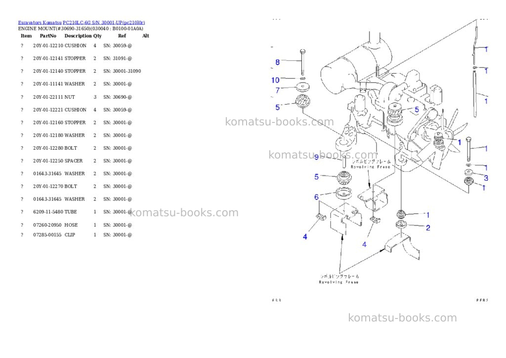 Komatsu pc210lc-6g s/n 30001-up Parts catalog cover Page 3 Komatsu pc210lc-6g s/n 30001-up Parts catalog cover Page 3