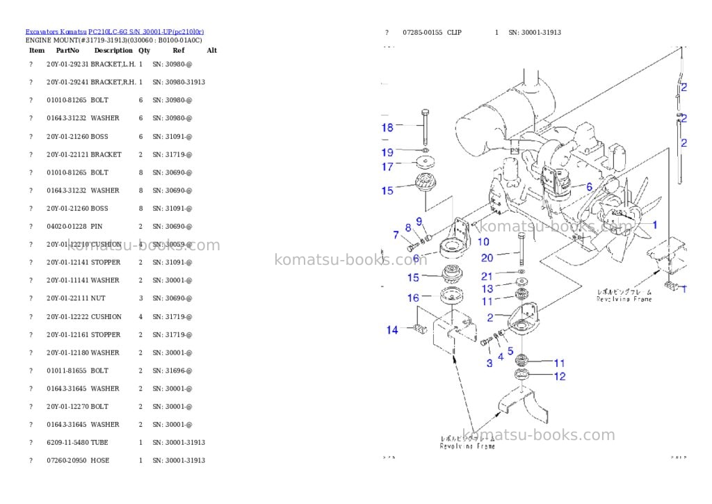 Komatsu pc210lc-6g s/n 30001-up Parts catalog cover Page 5 Komatsu pc210lc-6g s/n 30001-up Parts catalog cover Page 5