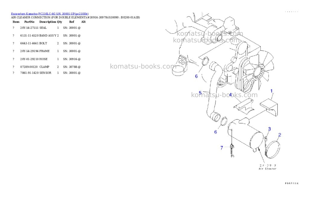 Komatsu pc210lc-6g s/n 30001-up Parts catalog cover Page 8 Komatsu pc210lc-6g s/n 30001-up Parts catalog cover Page 8