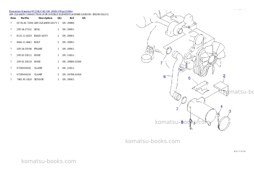 Komatsu pc210lc-6g s/n 30001-up Parts catalog cover Page 9 Komatsu pc210lc-6g s/n 30001-up Parts catalog cover Page 9