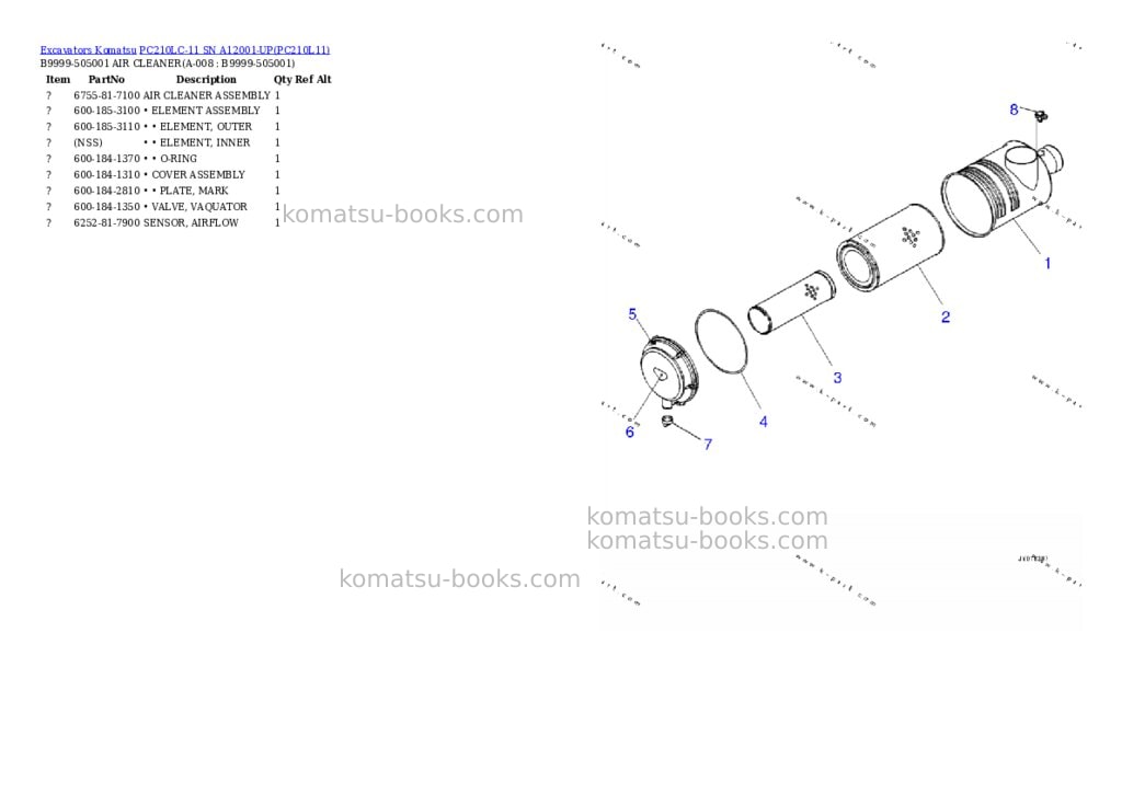 Komatsu pc210lc-11 sn a12001-up Parts catalog cover Page 3 Komatsu pc210lc-11 sn a12001-up Parts catalog cover Page 3