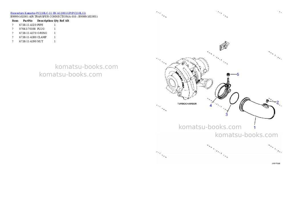 Komatsu pc210lc-11 sn a12001-up Parts catalog cover Page 4 Komatsu pc210lc-11 sn a12001-up Parts catalog cover Page 4