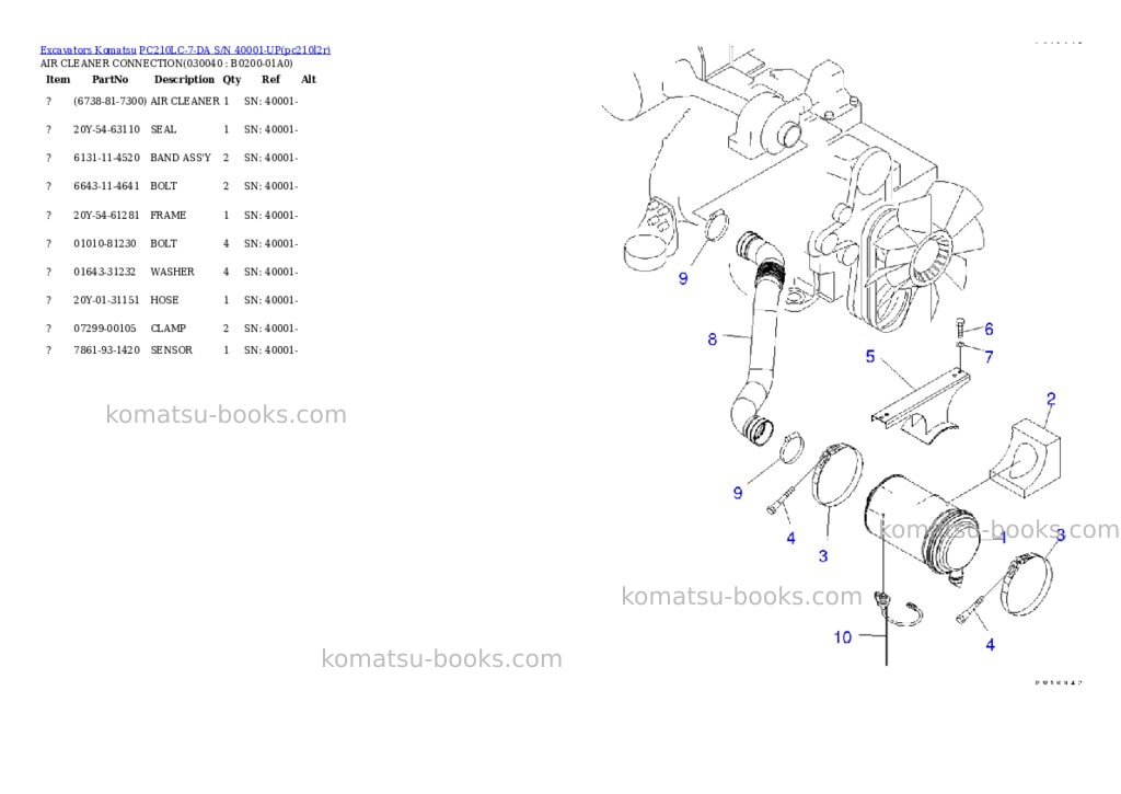 Komatsu pc210lc-7-da s/n 40001-up Parts catalog cover Page 3