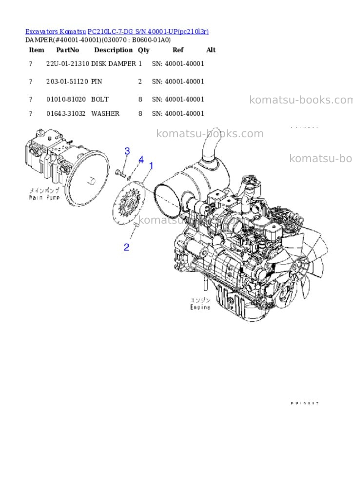 Komatsu pc210lc-7-dg s/n 40001-up Parts catalog cover Page 6 Komatsu pc210lc-7-dg s/n 40001-up Parts catalog cover Page 6