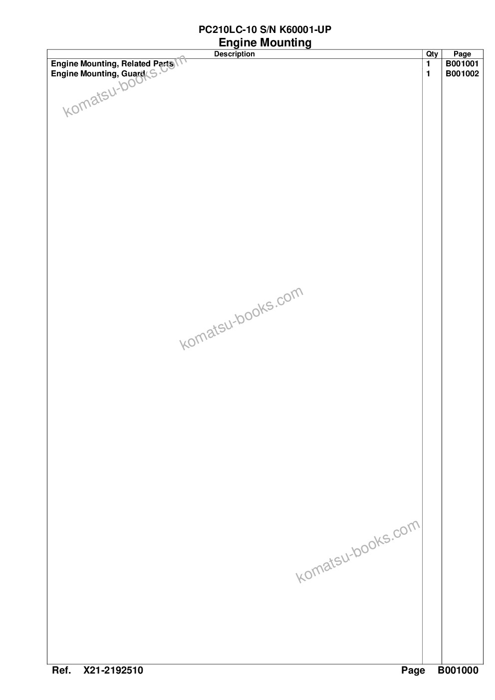Komatsu pc210lc-10 s/n k60001-up Parts catalog cover Page 3 Komatsu pc210lc-10 s/n k60001-up Parts catalog cover Page 3