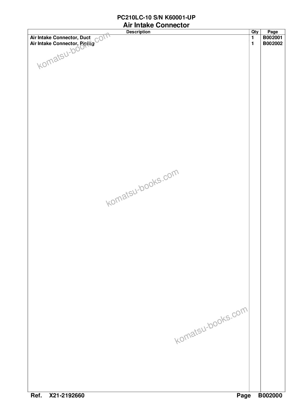 Komatsu pc210lc-10 s/n k60001-up Parts catalog cover Page 8 Komatsu pc210lc-10 s/n k60001-up Parts catalog cover Page 8
