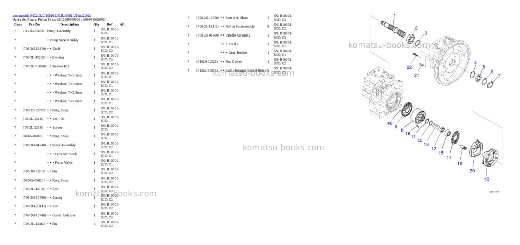 Komatsu PC210LC-10M0 S/N B10001-UP Parts catalog cover Page 5 Komatsu PC210LC-10M0 S/N B10001-UP Parts catalog cover Page 5