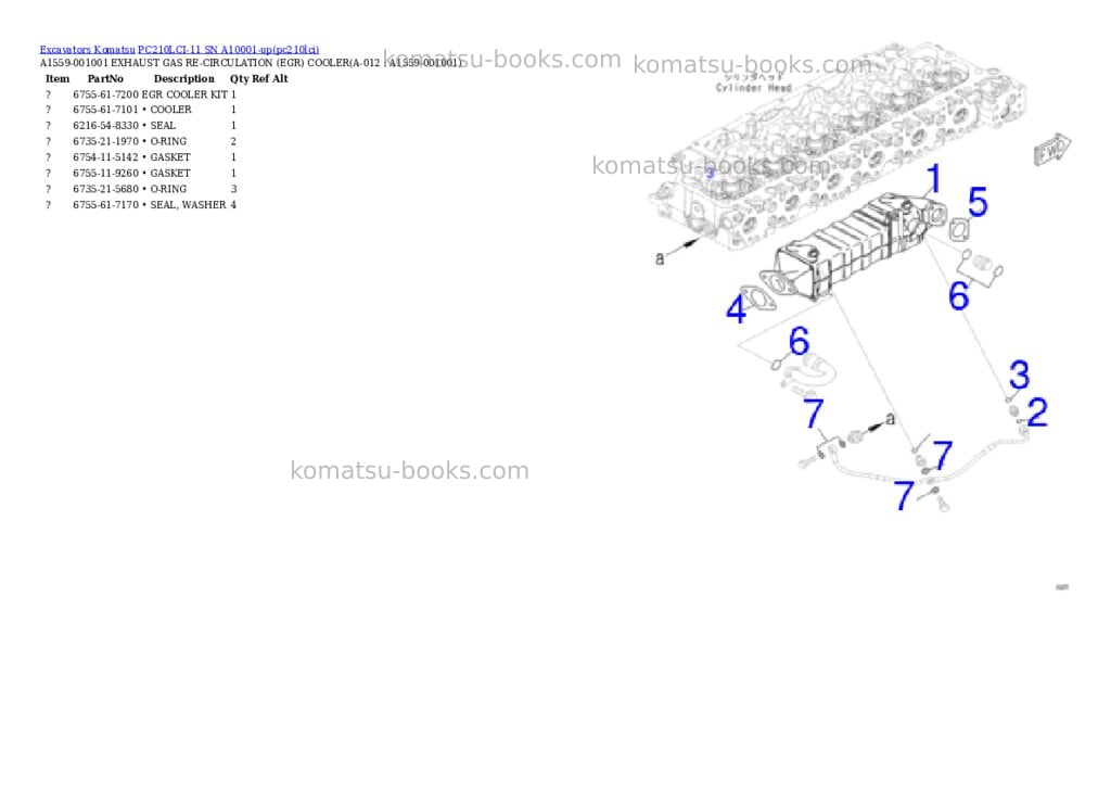 Komatsu PC210LCI-11 SN A10001-up Parts catalog cover Page 5 Komatsu PC210LCI-11 SN A10001-up Parts catalog cover Page 5
