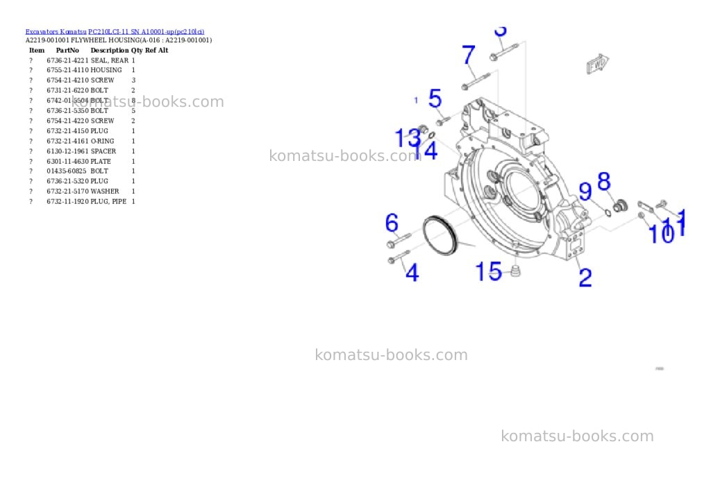 Komatsu PC210LCI-11 SN A10001-up Parts catalog cover Page 7 Komatsu PC210LCI-11 SN A10001-up Parts catalog cover Page 7