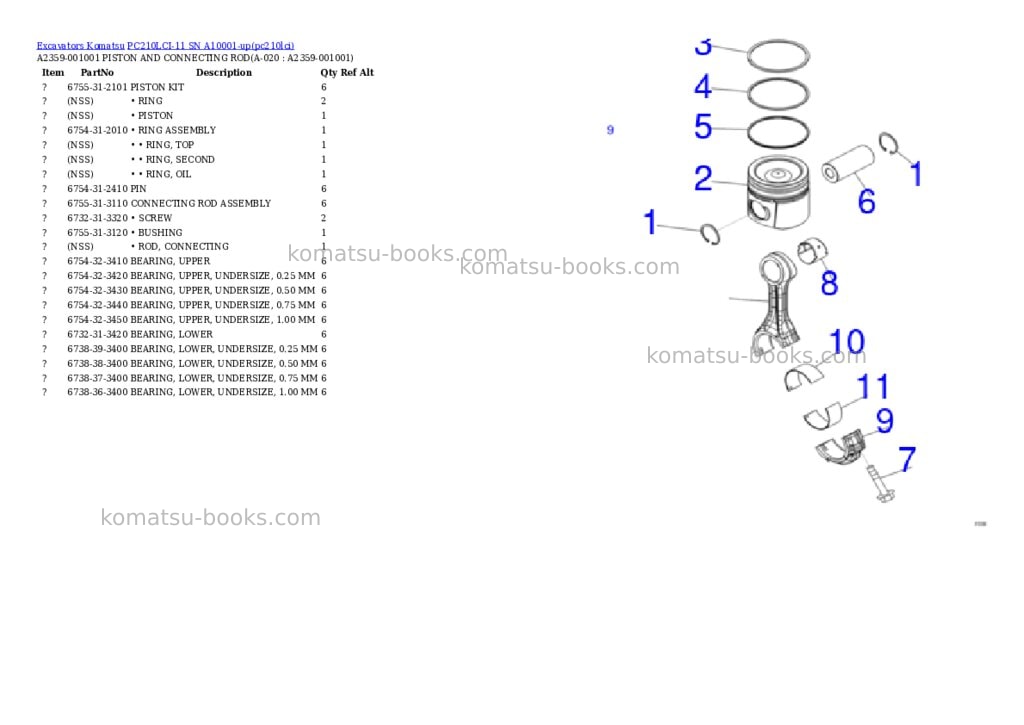Komatsu PC210LCI-11 SN A10001-up Parts catalog cover Page 9 Komatsu PC210LCI-11 SN A10001-up Parts catalog cover Page 9