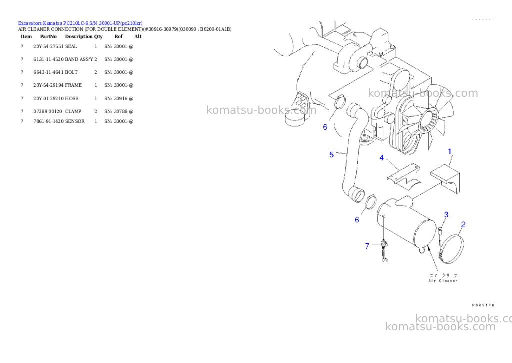 Komatsu pc210lc-6 s/n 30001-up Parts catalog cover Page 8 Komatsu pc210lc-6 s/n 30001-up Parts catalog cover Page 8