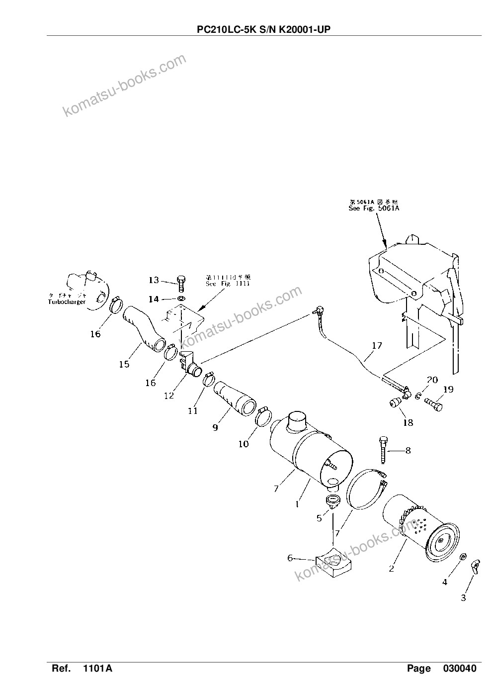 Komatsu pc210lc-5k s/n k20001-up Parts catalog cover Page 10