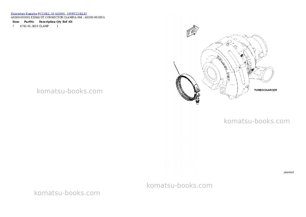 Komatsu pc210ll-10 a52001 - up Parts catalog cover