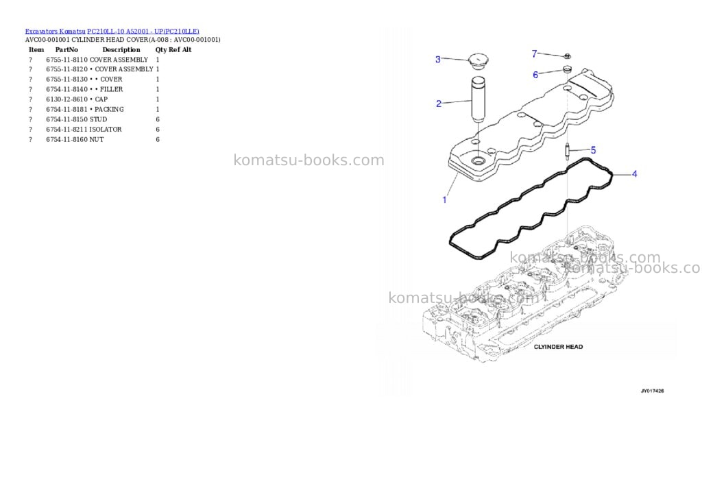 Komatsu pc210ll-10 a52001 - up Parts catalog cover Page 3