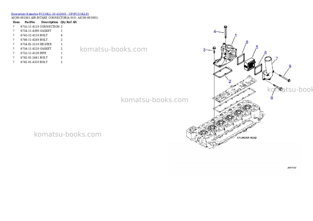 Komatsu pc210ll-10 a52001 - up Parts catalog cover Page 4