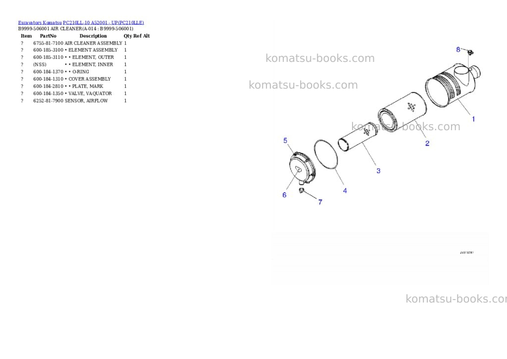 Komatsu pc210ll-10 a52001 - up Parts catalog cover Page 6