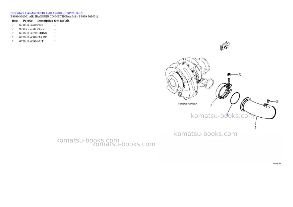 Komatsu pc210ll-10 a52001 - up Parts catalog cover Page 7