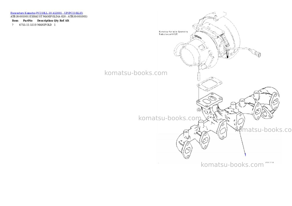 Komatsu pc210ll-10 a52001 - up Parts catalog cover Page 9
