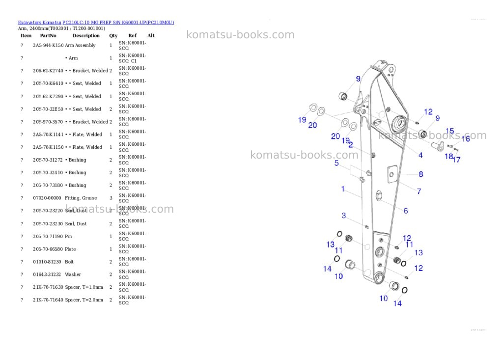 Komatsu pc210lc-10 mg prep s/n k60001-up Parts catalog cover Page 10 Komatsu pc210lc-10 mg prep s/n k60001-up Parts catalog cover Page 10