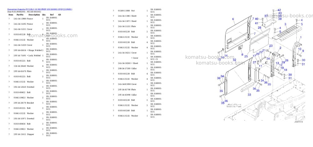 Komatsu pc210lc-10 mg prep s/n k60001-up Parts catalog cover Page 6 Komatsu pc210lc-10 mg prep s/n k60001-up Parts catalog cover Page 6