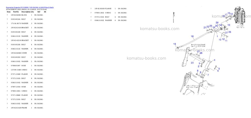 Komatsu pc210mh-7 s/n k42041 & k42870 Parts catalog cover Page 4 Komatsu pc210mh-7 s/n k42041 & k42870 Parts catalog cover Page 4
