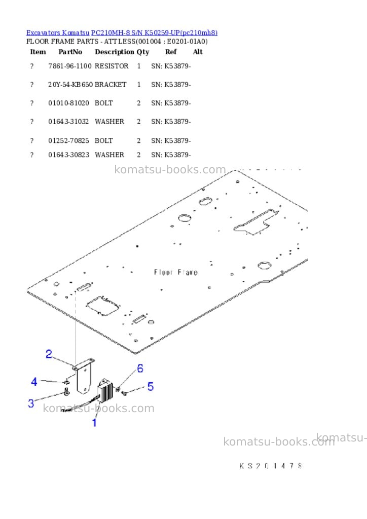 Komatsu pc210mh-8 s/n k50259-up Parts catalog cover Page 3