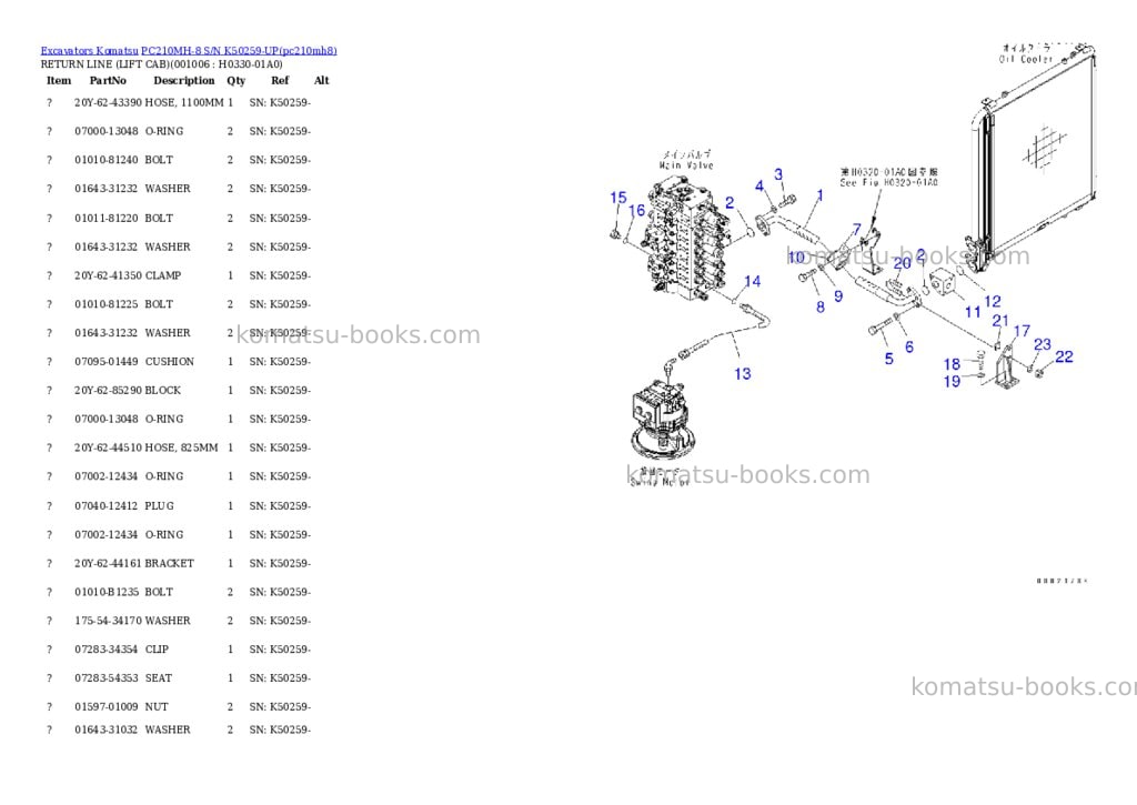 Komatsu pc210mh-8 s/n k50259-up Parts catalog cover Page 5