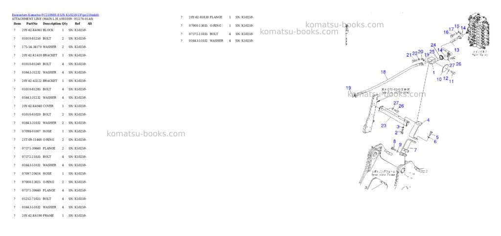 Komatsu pc210mh-8 s/n k50259-up Parts catalog cover Page 8