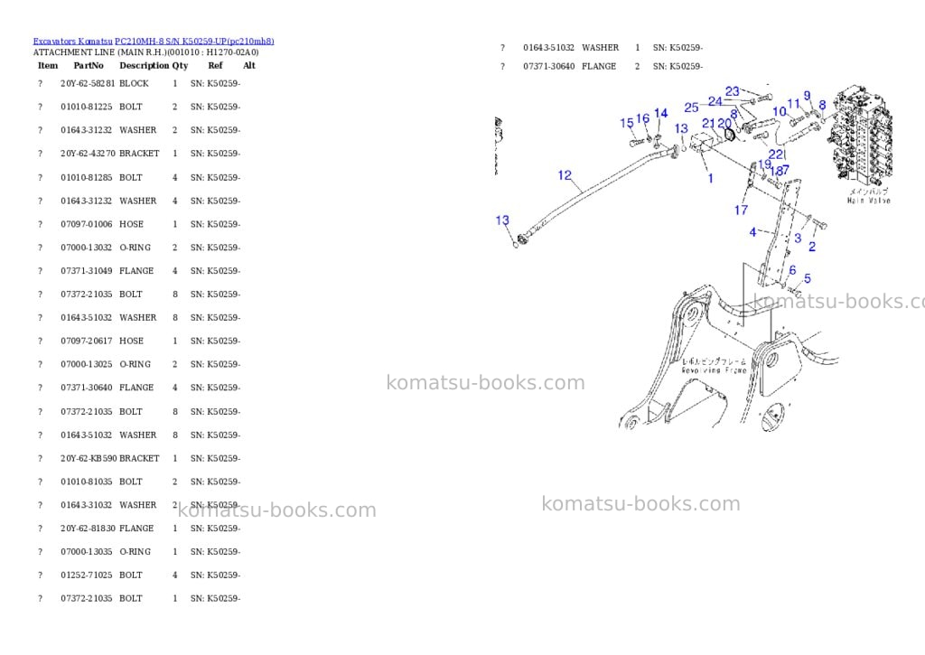 Komatsu pc210mh-8 s/n k50259-up Parts catalog cover Page 9
