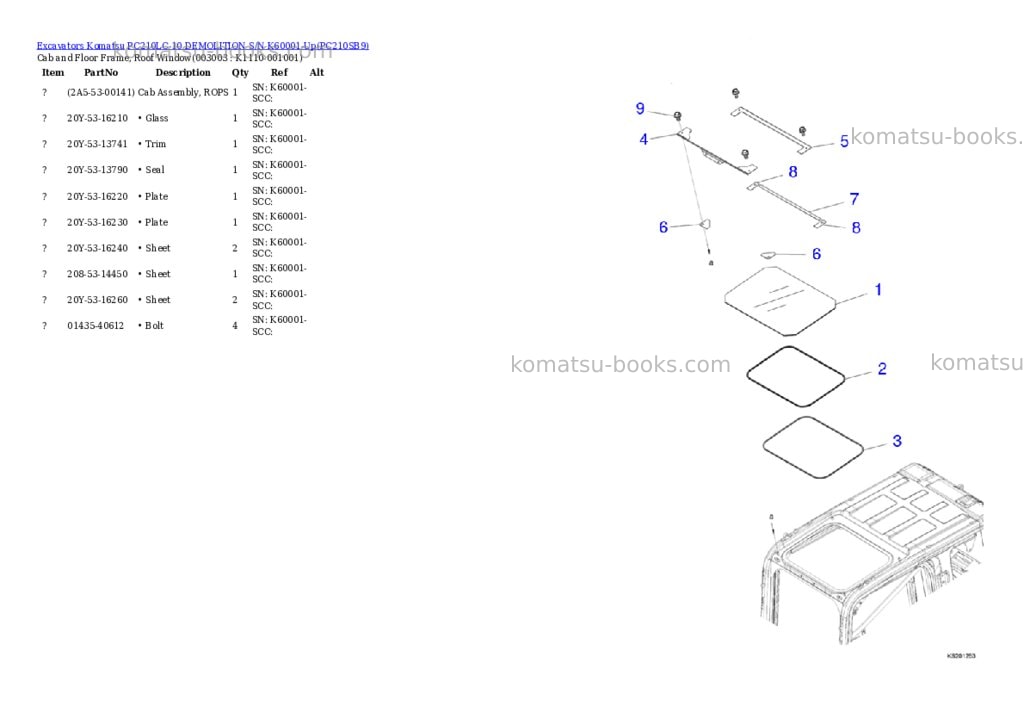 Komatsu pc210lc-10 demolition s/n k60001-up Parts catalog cover Page 6 Komatsu pc210lc-10 demolition s/n k60001-up Parts catalog cover Page 6