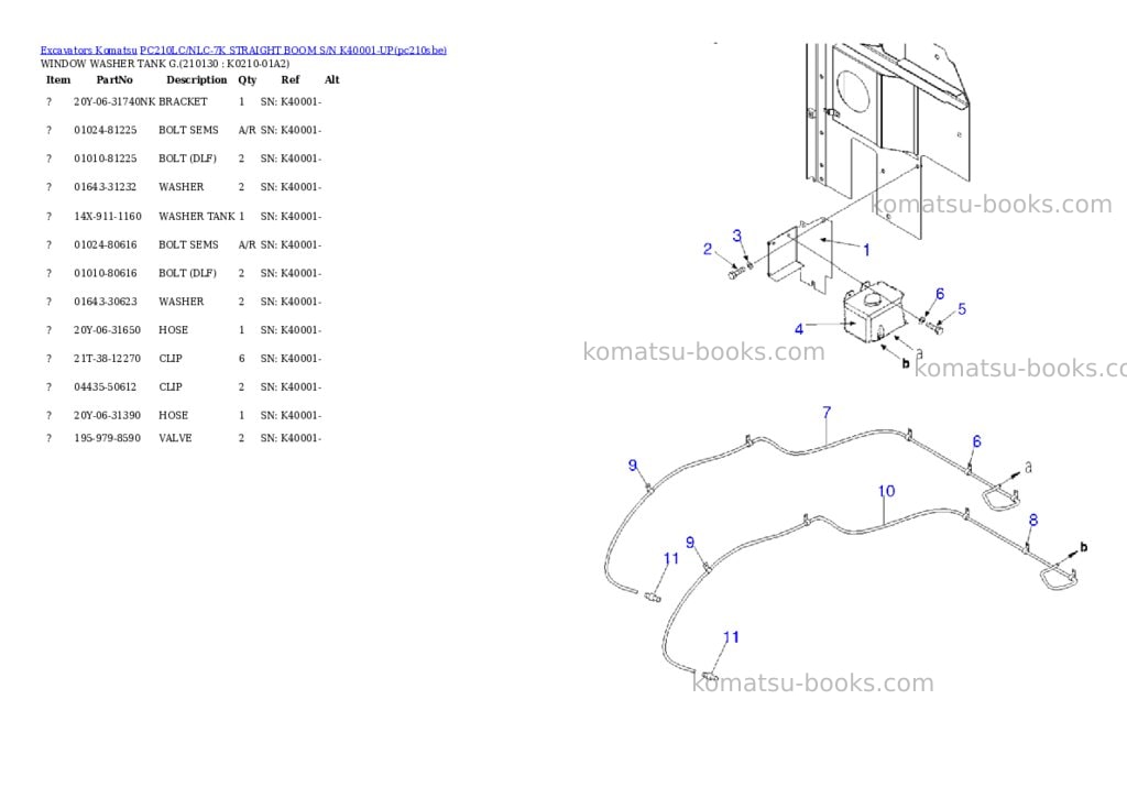 Komatsu pc210lc/nlc-7k straight boom s/n k40001-up Parts catalog cover Page 2