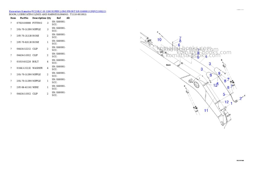 Komatsu pc210lc-10 15m super long front s/n k60001-up Parts catalog cover Page 7