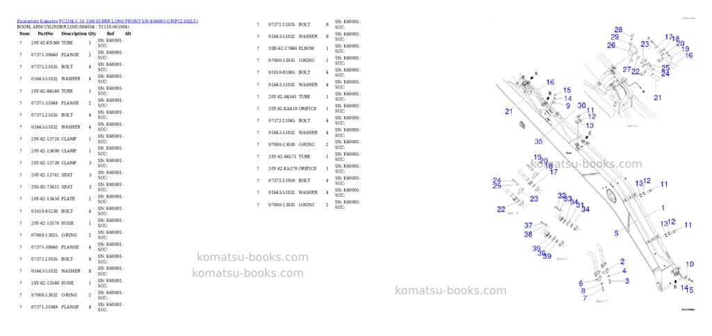 Komatsu pc210lc-10 15m super long front s/n k60001-up Parts catalog cover Page 8