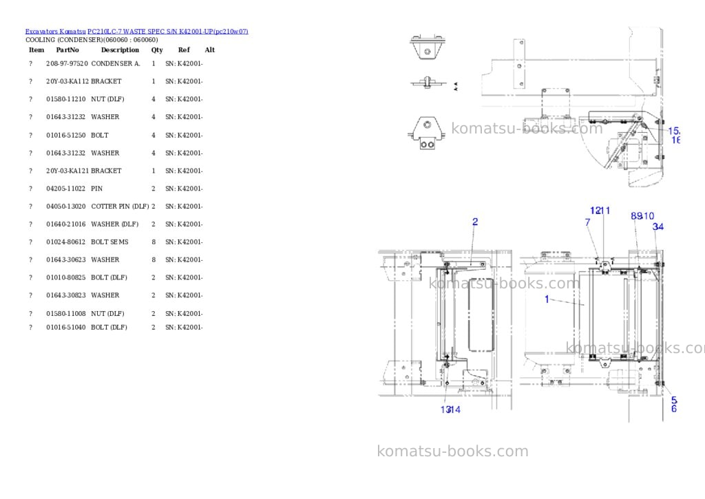 Komatsu pc210lc-7 waste spec s/n k42001-up Parts catalog cover Page 6 Komatsu pc210lc-7 waste spec s/n k42001-up Parts catalog cover Page 6