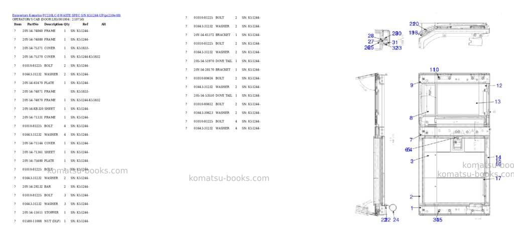 Komatsu pc210lc-8 waste spec s/n k51244-up Parts catalog cover Page 3 Komatsu pc210lc-8 waste spec s/n k51244-up Parts catalog cover Page 3