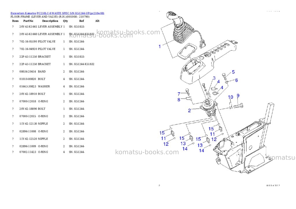 Komatsu pc210lc-8 waste spec s/n k51244-up Parts catalog cover Page 7 Komatsu pc210lc-8 waste spec s/n k51244-up Parts catalog cover Page 7