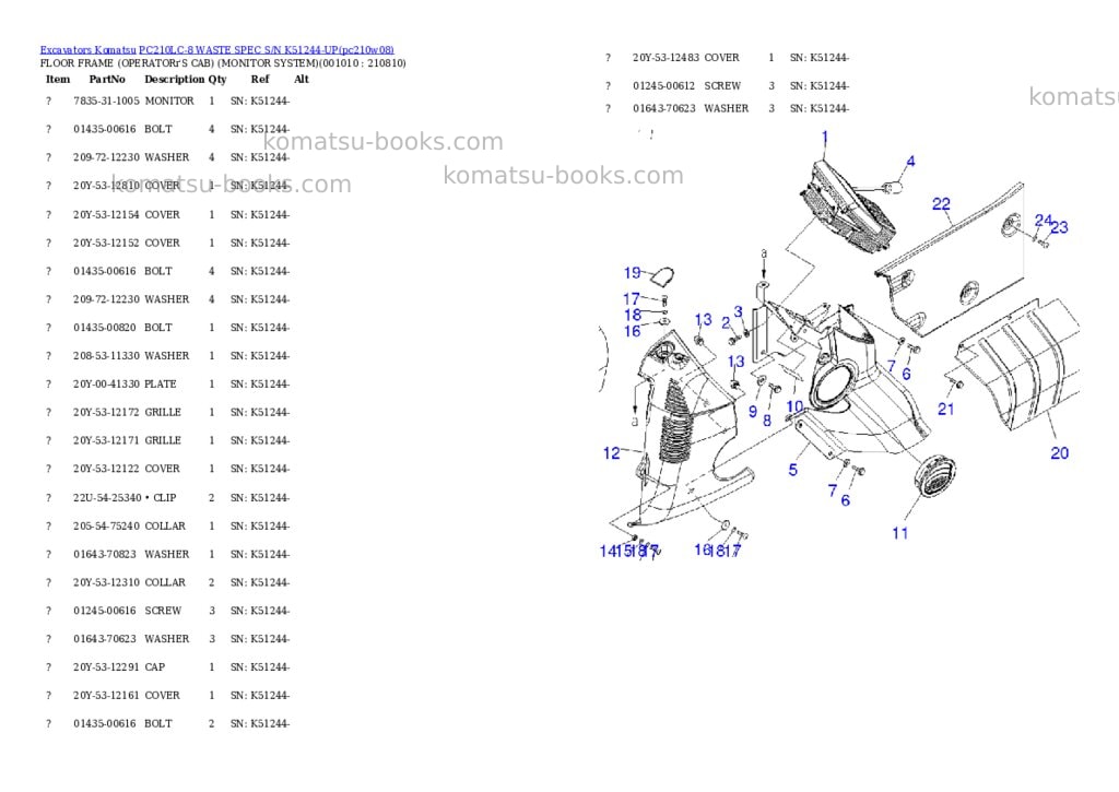 Komatsu pc210lc-8 waste spec s/n k51244-up Parts catalog cover Page 9 Komatsu pc210lc-8 waste spec s/n k51244-up Parts catalog cover Page 9