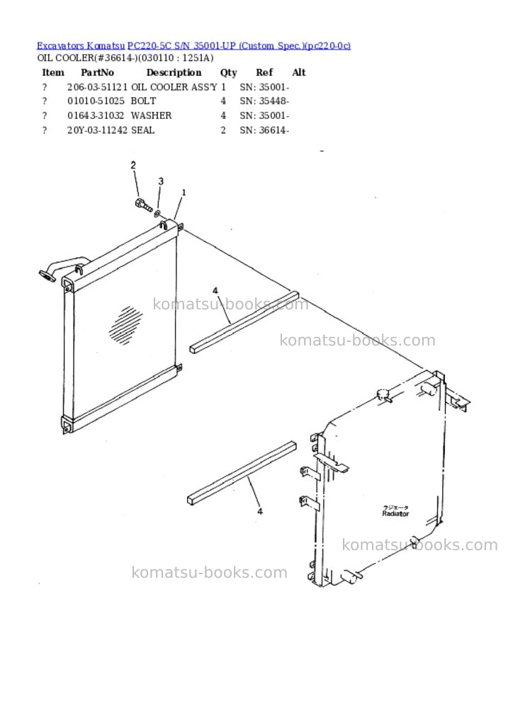 Komatsu PC220-5C S/N 35001-UP (Custom Spec.) Parts catalog cover Page 10 Komatsu PC220-5C S/N 35001-UP (Custom Spec.) Parts catalog cover Page 10
